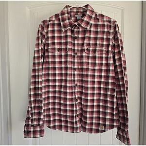 Carhartt Flannel Shirt Top Girls Sz M 8/10 Pink Plaid Long Sleeve Button Down
